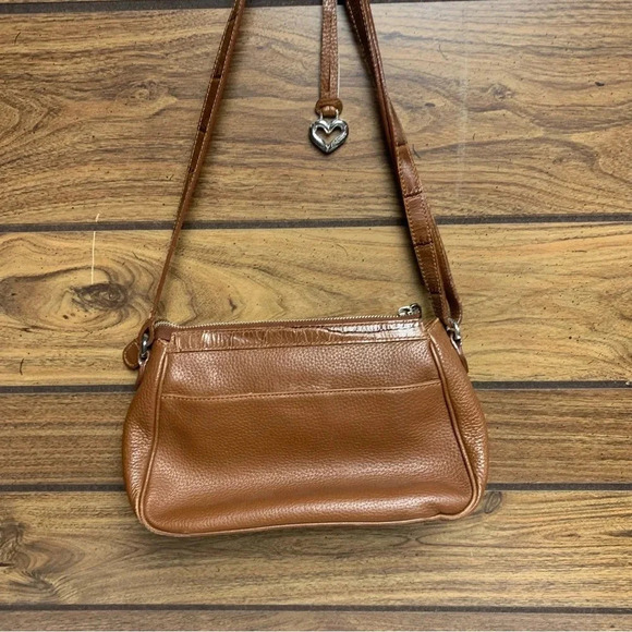Brighton tan purse with blue patterned interior.  Built in wallet - Picture 4 of 10